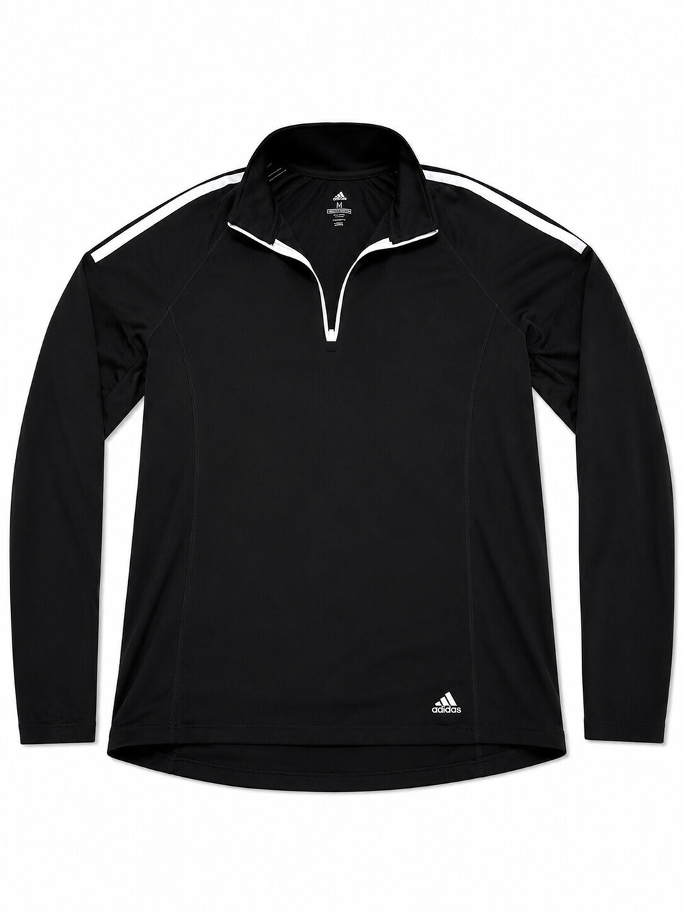 Adidas Golf Black White 3-Stripe 1/4 Zip Long Sleeve Athletic Pullover Jacket